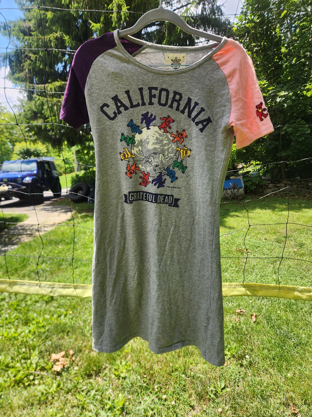 Markey x Grateful Dead California Dancing Bears Raglan T-Shirt Dress | Size S